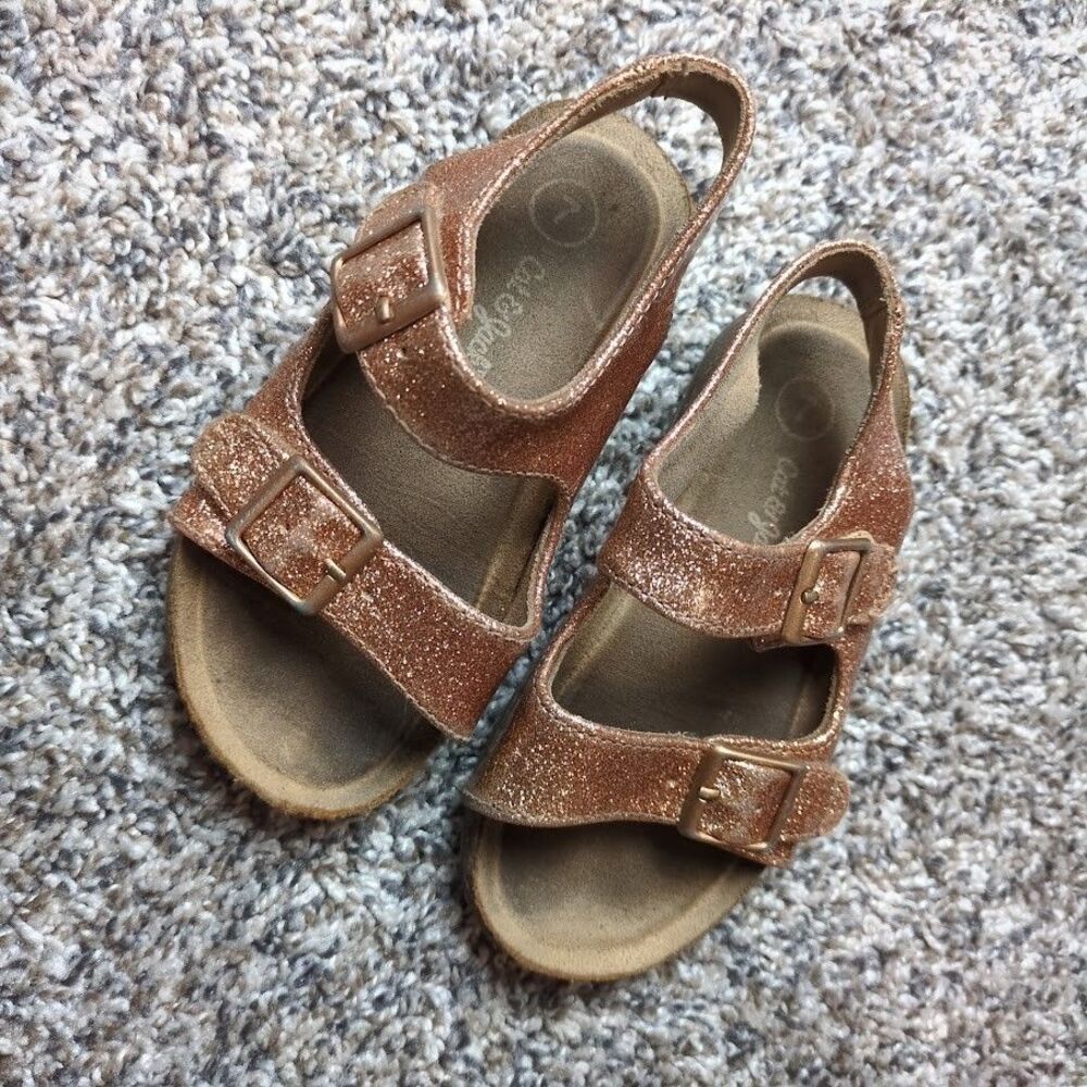 Cat & Jack Toddler 7 Reagan Footbed Sandals Gold Glitter